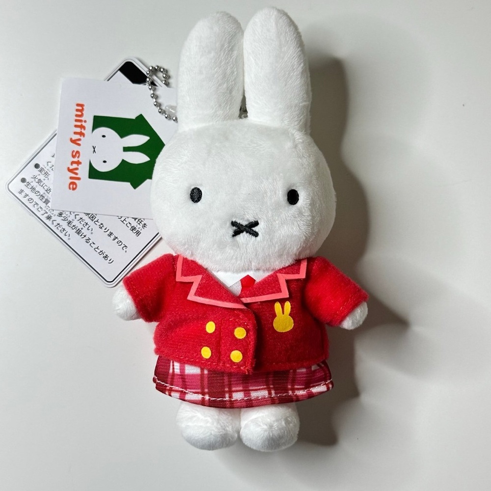 Miffy White and Red School Uniform Mascot with keychain